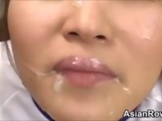 Feia asiática jovem fêmea brutalmente used e cummed em